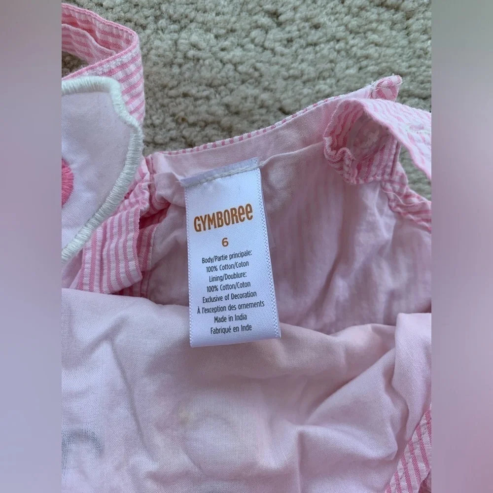 Gymboree Size 6 Seersucker Bunny Rabbit Jumper Dress